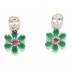 Dangle women's earrings 925 sterling silver green onyx zircon stones A 166